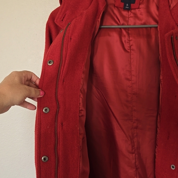 Gap Kids Hooded Red Wool Coat Size Large - Picture 5 of 8